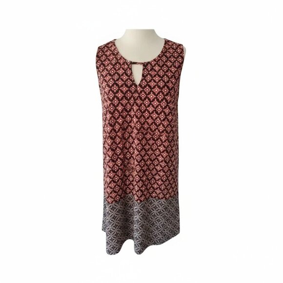 Papillon Blanc Dresses & Skirts - Papillon Sleeveless Shift Dress XL – Red & Black Geometric Floral Print